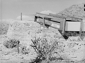 Detail of construction of Frank Lloyd Wright's winter quarters at foot of McDowell Mountain. Maricopa County. Arizona 