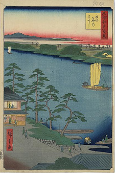 Ando Hiroshige print Niijuku no watashi 2