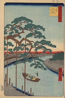 Ando Hiroshige print Onagigawa gohonmatsu