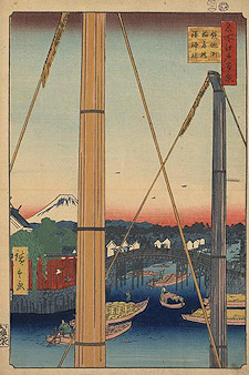 Ando Hiroshige print Teppōzu inaribashi minato jinja