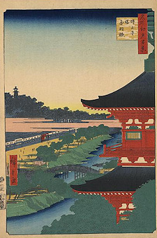 Ando Hiroshige print Zōjōji tō akabane