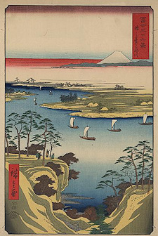 Ando Hiroshige print Kōnodai tonegawa