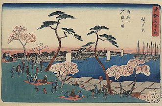 Ando Hiroshige print Gotenyama hanazakari no zu