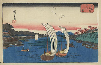 Ando Hiroshige print Sumidagawa no zu