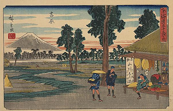 Ando Hiroshige print Yoshiwara