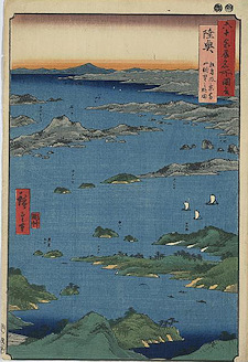 Ando Hiroshige print Mutsu, matsushima fūkei, tomiyama chōbō no horizu