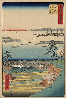 Ando Hiroshige print Shinagawa