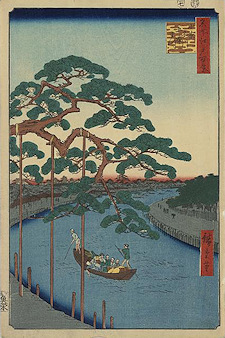 Ando Hiroshige print Onagigawa gohonmatsu