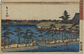 Ando Hiroshige print Shinobazu no ike benten no hokora