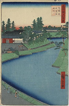 Ando Hiroshige print Sotosakurada benkeibori kōjimachi