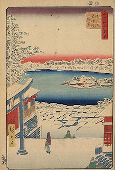 Ando Hiroshige print Yushima tenjin sakaue chōbō