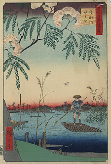 Ando Hiroshige print Ayasegawa kanegafuchi 1