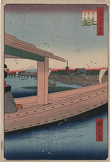 Ando Hiroshige print Azumabashi kinryūzan enbō