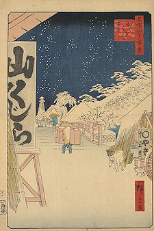 Ando Hiroshige print Bikunibashi setchū